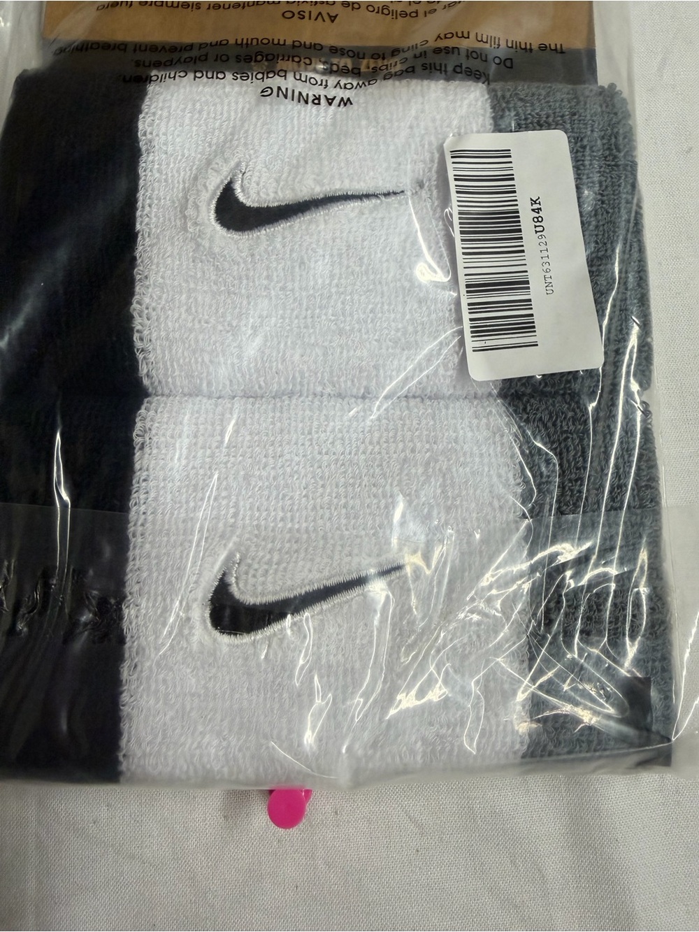 Nike 3-Pack White and Gray Terry Sweatband Set